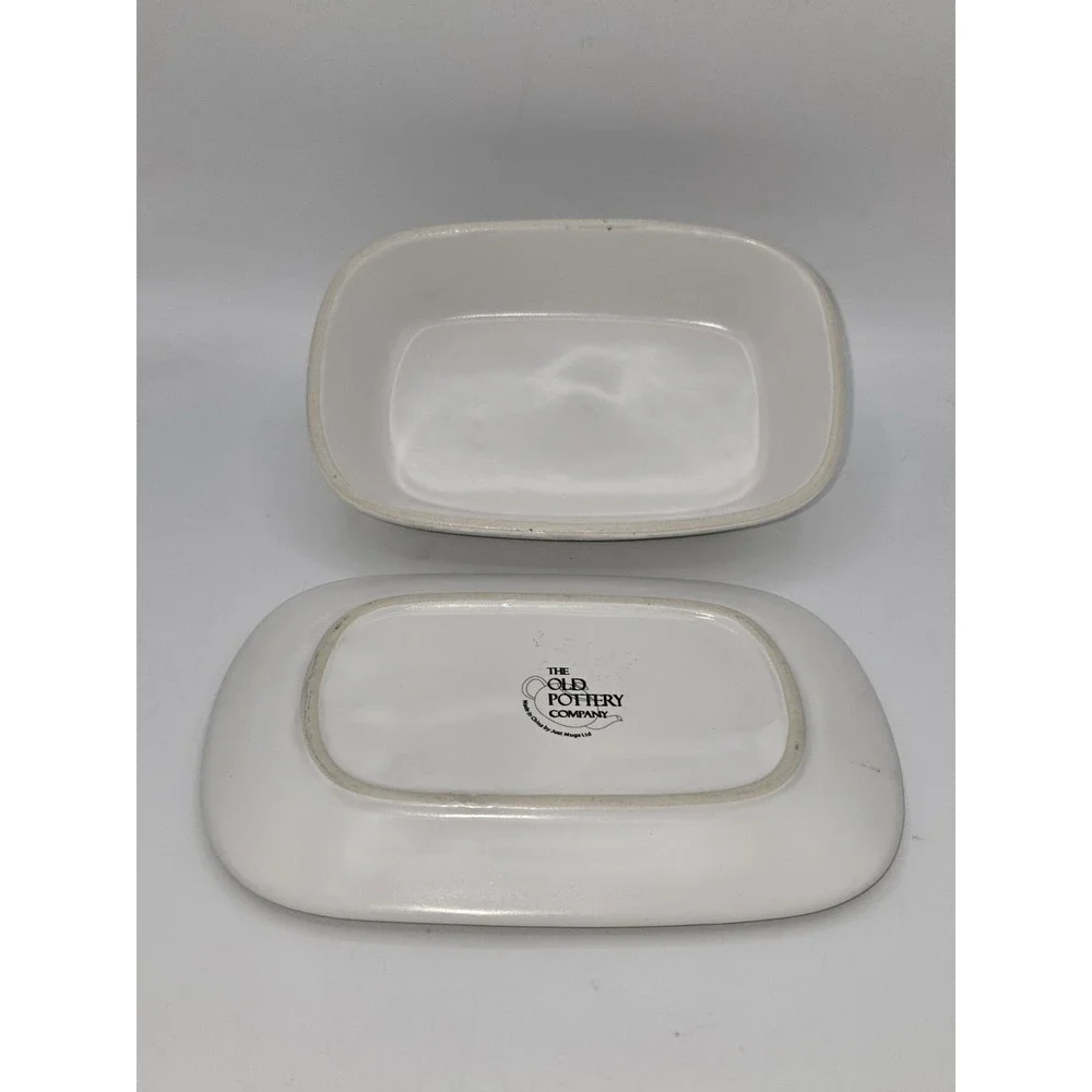 The Old Pottery Co. White‎ Oversized Covered Butter Dish with Lid